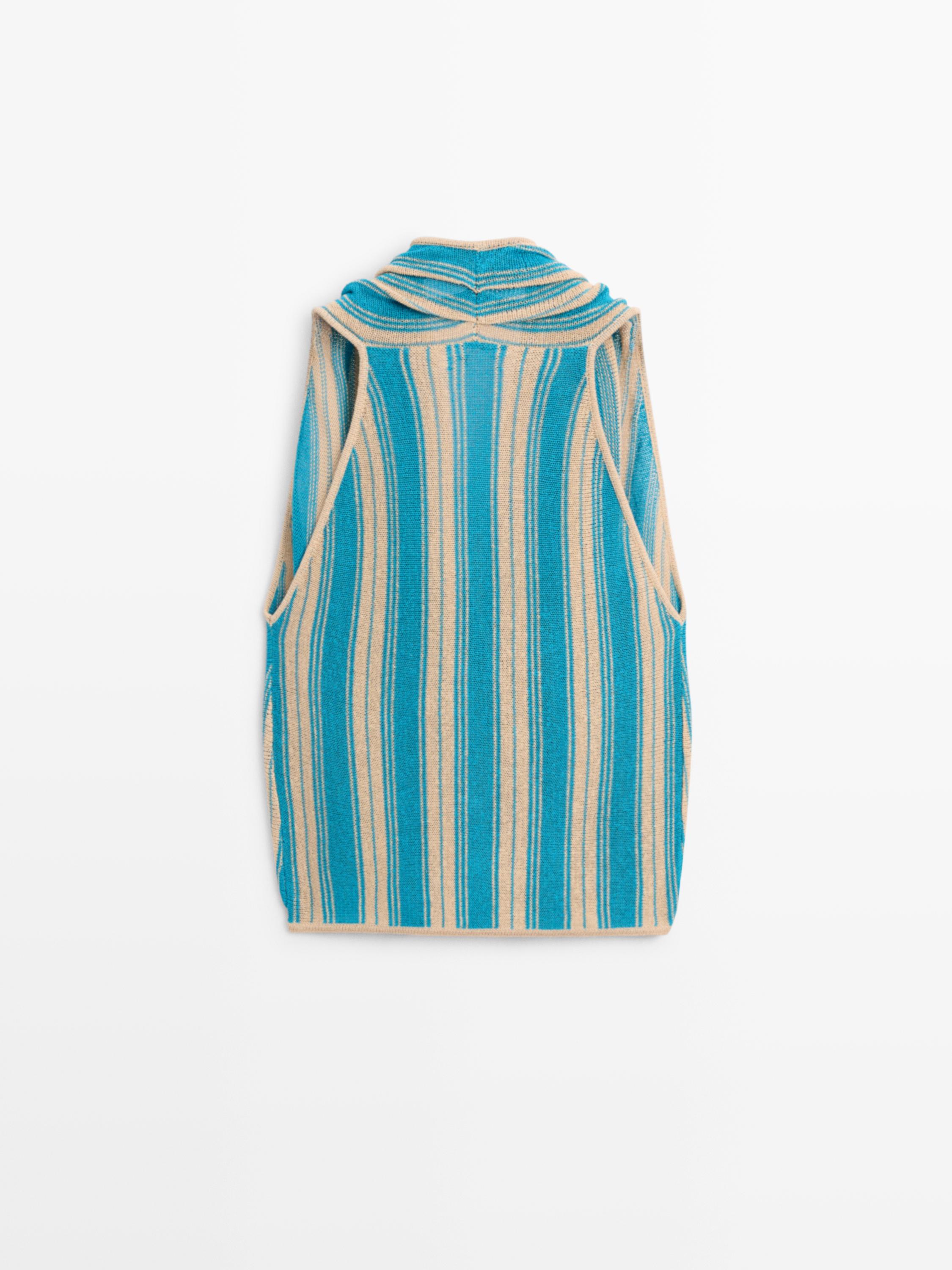 Striped linen blend surplice top