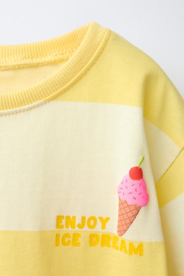 STRIPED T-SHIRT WITH RAISED FRUIT PRINT - Light yellow by Zara - Image 2
