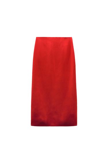 STRAIGHT SATIN SKIRT