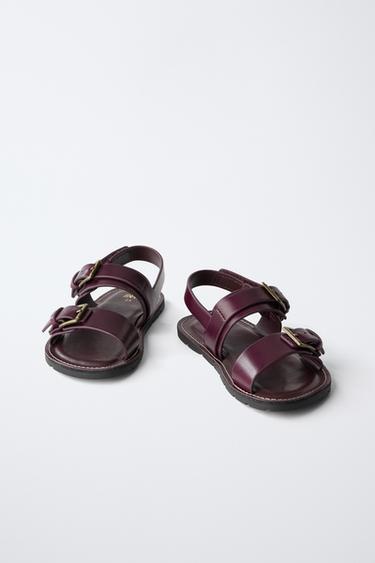 SANDALES EN CUIR - Violet aubergine de Zara - Image 2