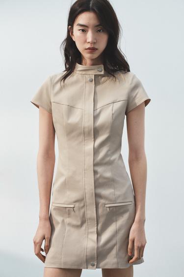 ELASTIC SHORT DRESS - Beige by Zara