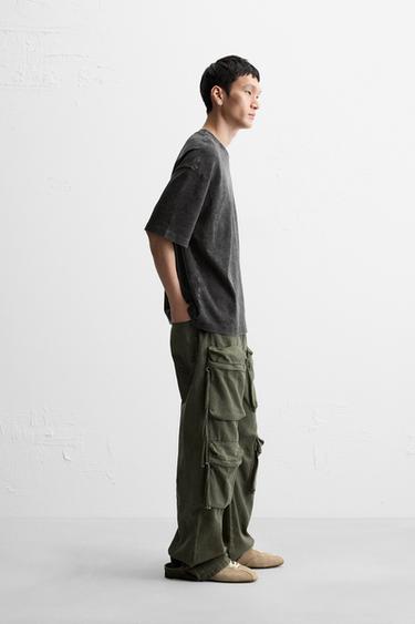 T-SHIRT RELAXED FIT DÉLAVÉ - Gris foncé de Zara - Image 3