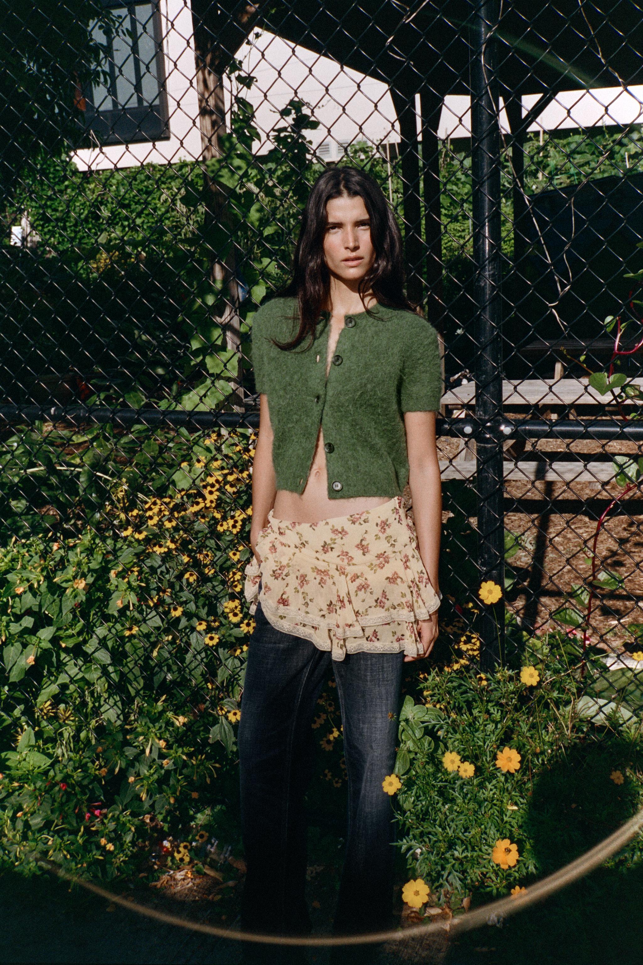 SHORT SLEEVE KNIT CARDIGAN - Bottle green | ZARA United States