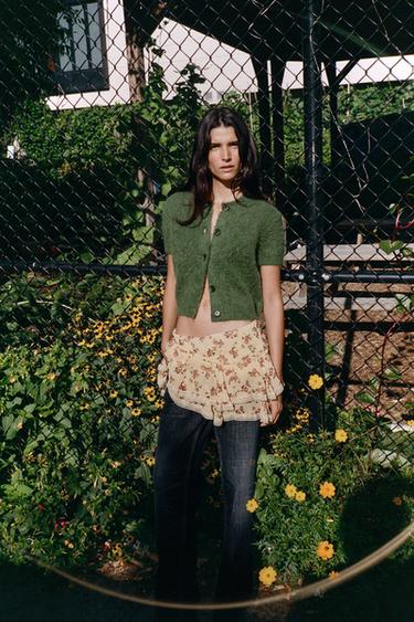 GILET EN MAILLE MANCHES COURTES - Vert bouteille de Zara - Image 1