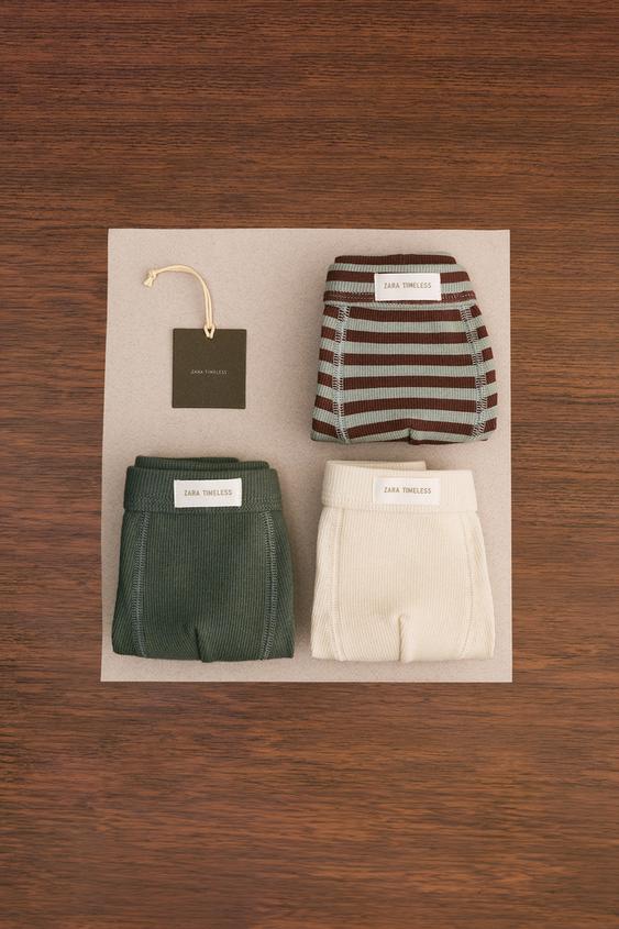 Boxers Main Label ZARA TIMELESS - THREE-PACK OF BOXERS WITH LABEL - Green | ZARA Canada
