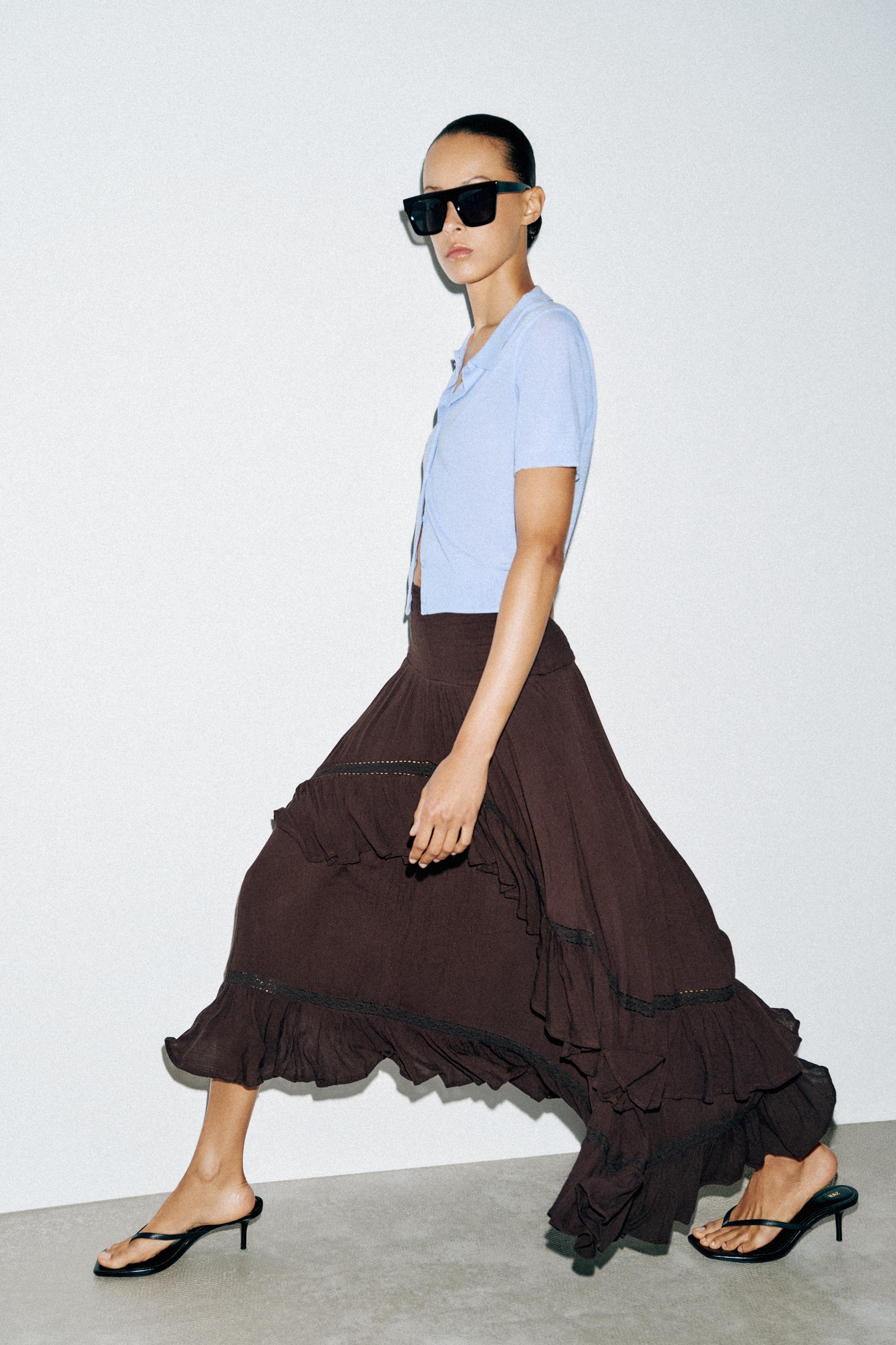 Женские юбки Zara RUFFLED MIDI SKIRT — фото 4