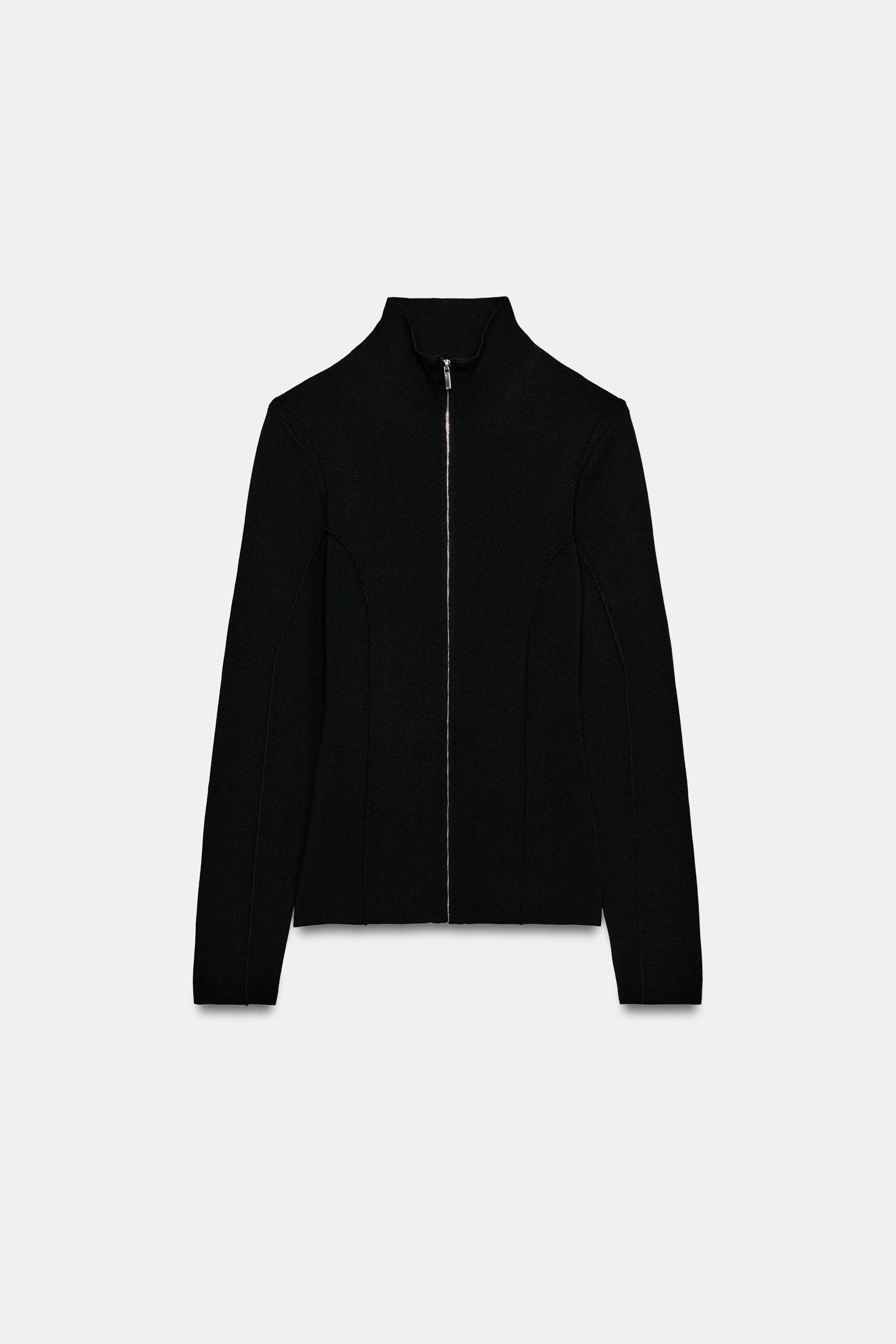 Zip-Up Knit Cardigan