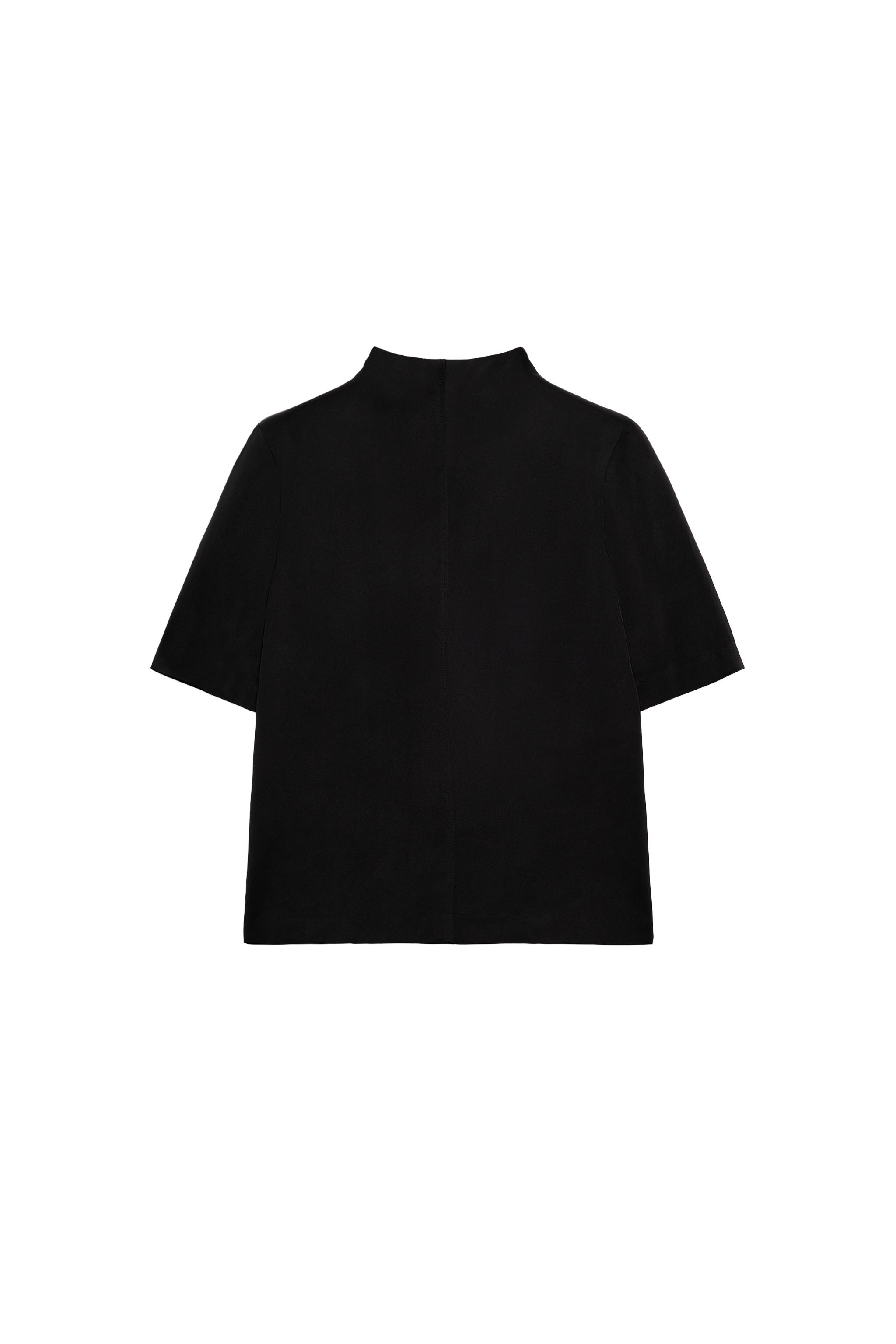 ZW COLLECTION SATIN SHOULDER PAD TOP - Black | ZARA United States