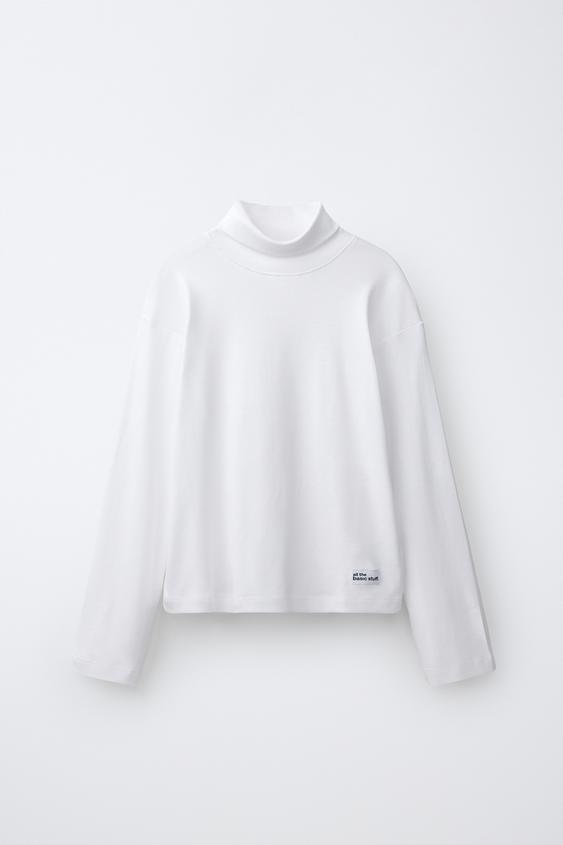 CAMISETA GOLA DOBRADA COM ETIQUETA - Branco da Zara - Imagem 0