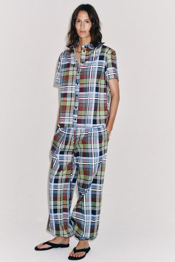 CHEMISE À CARREAUX MANCHES COURTES ZW COLLECTION - Multicolore de Zara - Image 0