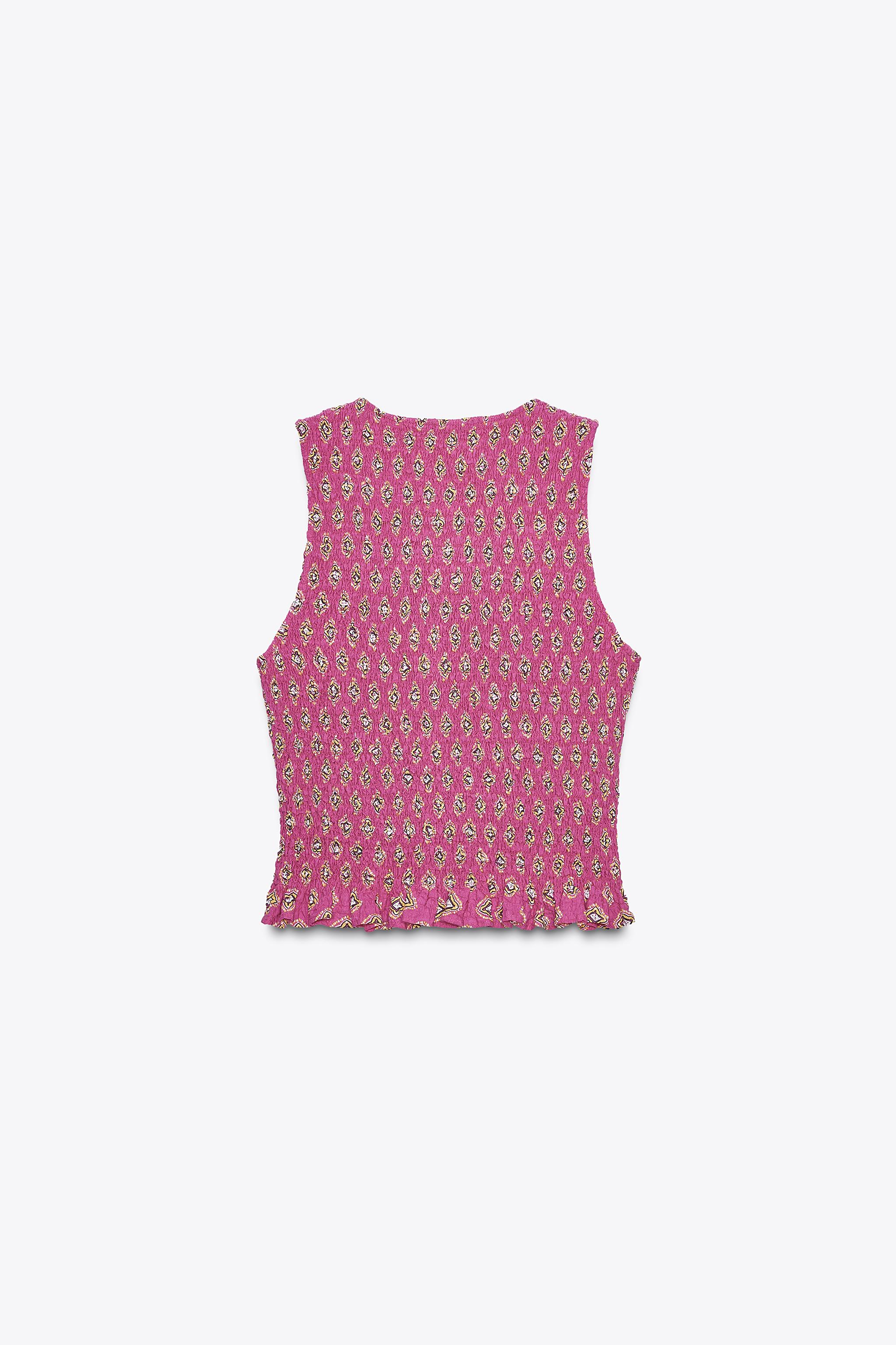 SMOCKED PRINT TOP