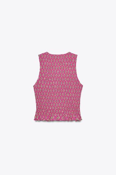 TOP IMPRIMÉ NID D'ABEILLE - Fuchsia de Zara - Image 6