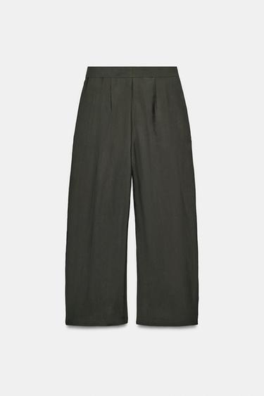 PANTALON À JAMBES LARGES AVEC PLIS ZW COLLECTION - Kaki de Zara - Image 5