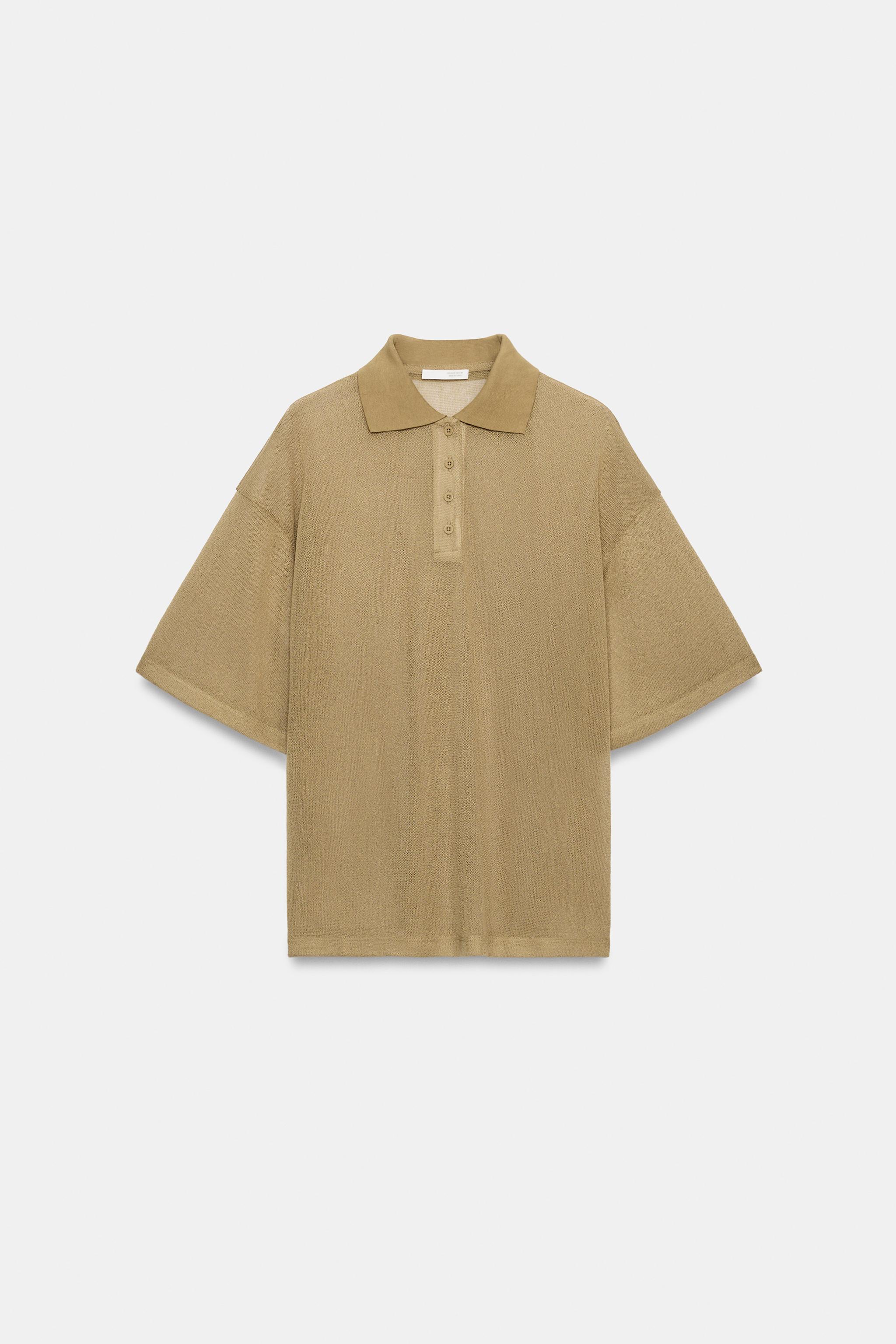 Zara RUSTİK POLO T-SHIRT görsel 6