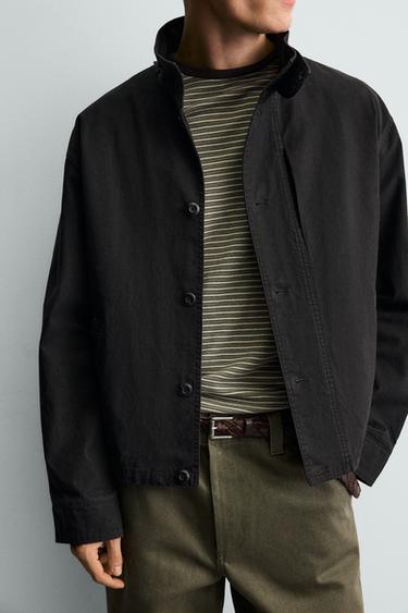 VESTE COUPE CARRÉE EN COTON - Noir de Zara - Image 5