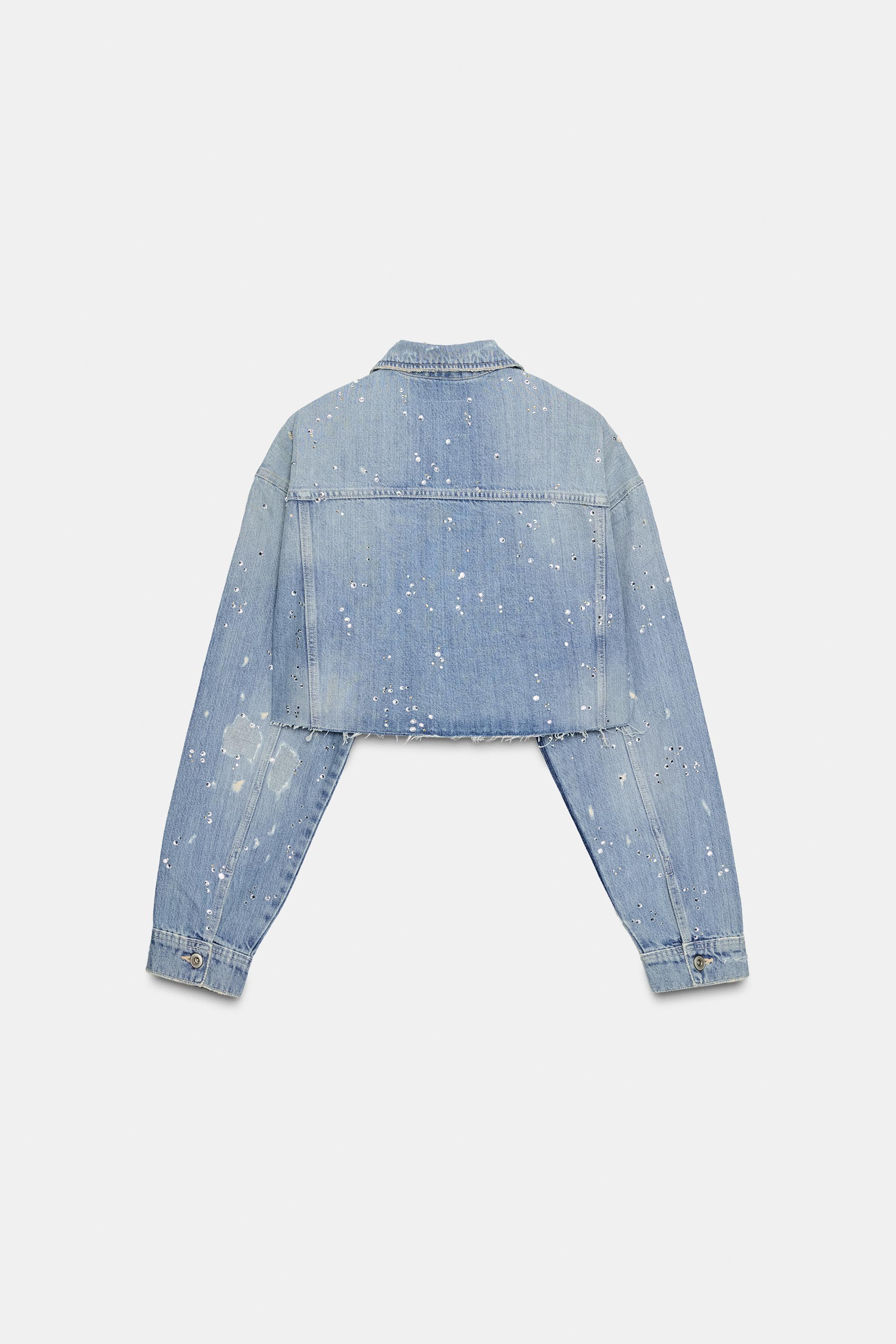 TRF STRASS クロップド デニムジャケット - ブルー | ZARA Japan