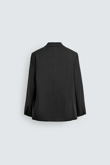 VESTE À BOUTONNAGE CROISÉ RAYURES - Gris de Zara - Image 7