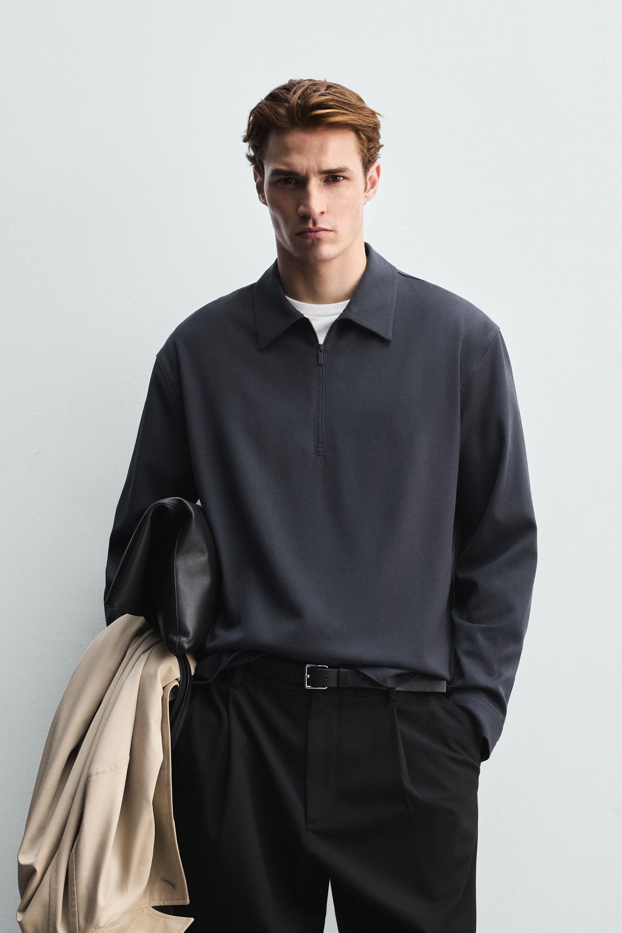 CAMISA POLO CON VISCOSA Verde oscuro ZARA España