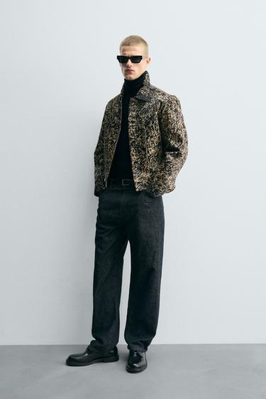 PRINTED SHEEPSKIN LEATHER JACKET - Black / White by Zara - Image 4
