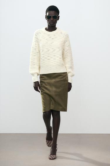 FAUX SUEDE SKIRT - mid khaki by Zara - Image 0