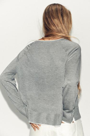 DOUBLE KNIT SWEATER - Grey marl de Zara - Image 3
