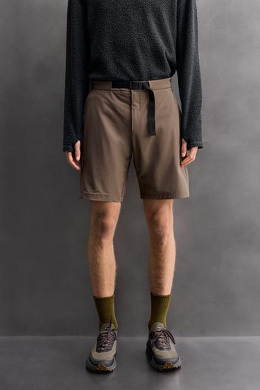 Zara TECHNICAL CARGO SHORTS - Brown