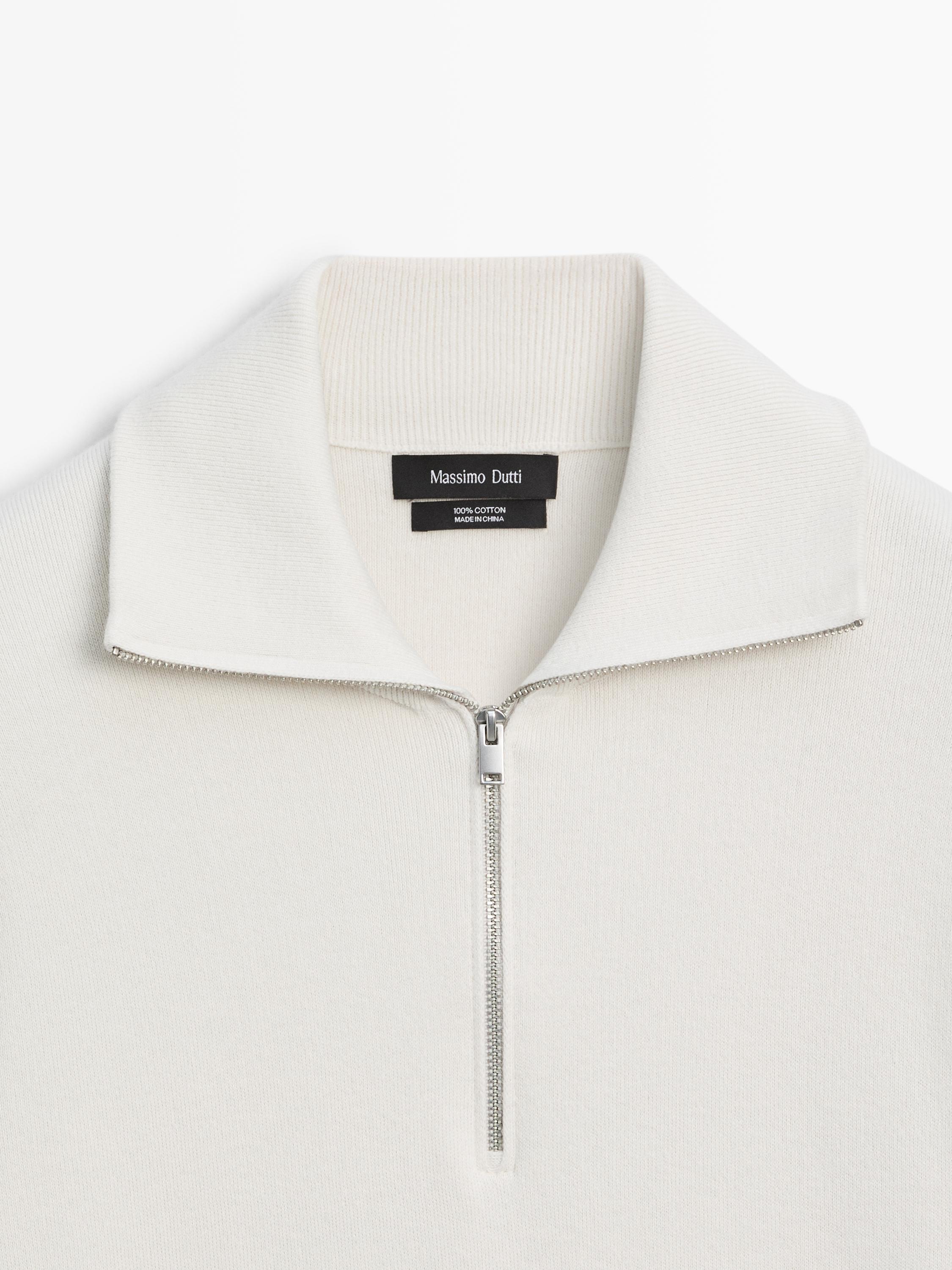 Knit 100% cotton quarter-zip sweater