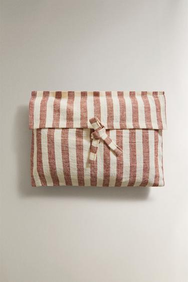 STRIPED LINEN AND COTTON BABY CHANGING MAT COVER - Brick by Zara - Image 3