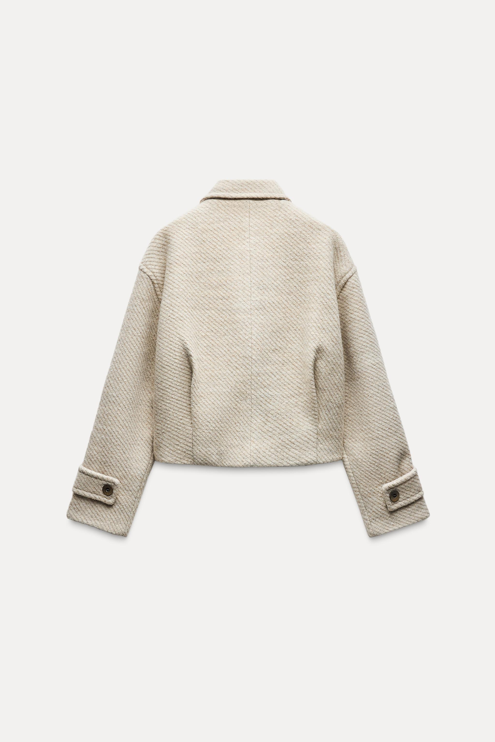 ウールブレンド クロップドジャケット - ライトサンド | ZARA