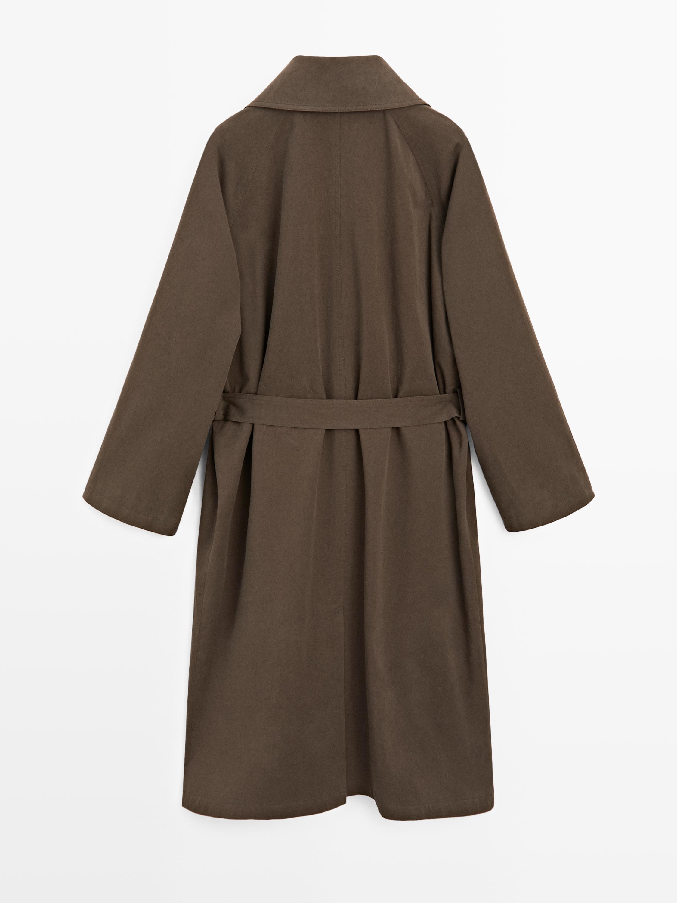 High collar trench coat
