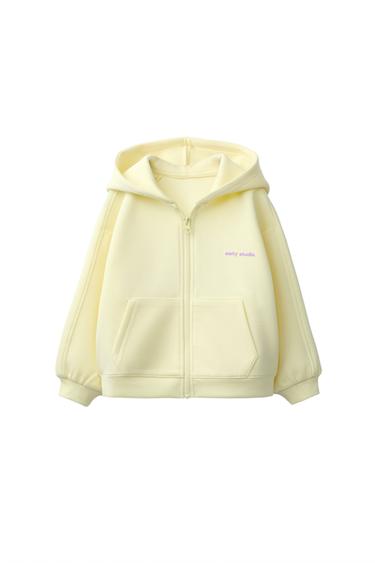 SUDADERA CREMALLERA TEXTO RELIEVE SPORTY - Amarillo limón de Zara