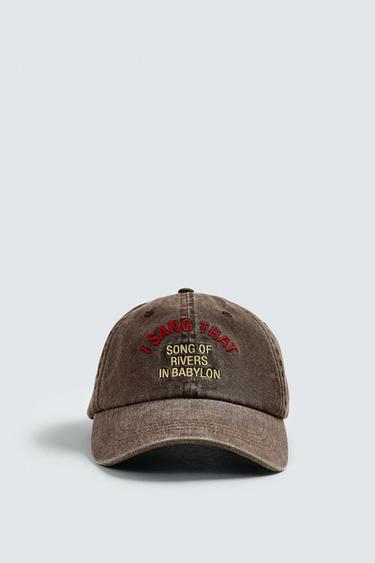 CASQUETTE DÉLAVÉE INSCRIPTION BRODÉE CONTRASTÉE - Marron de Zara - Image 1