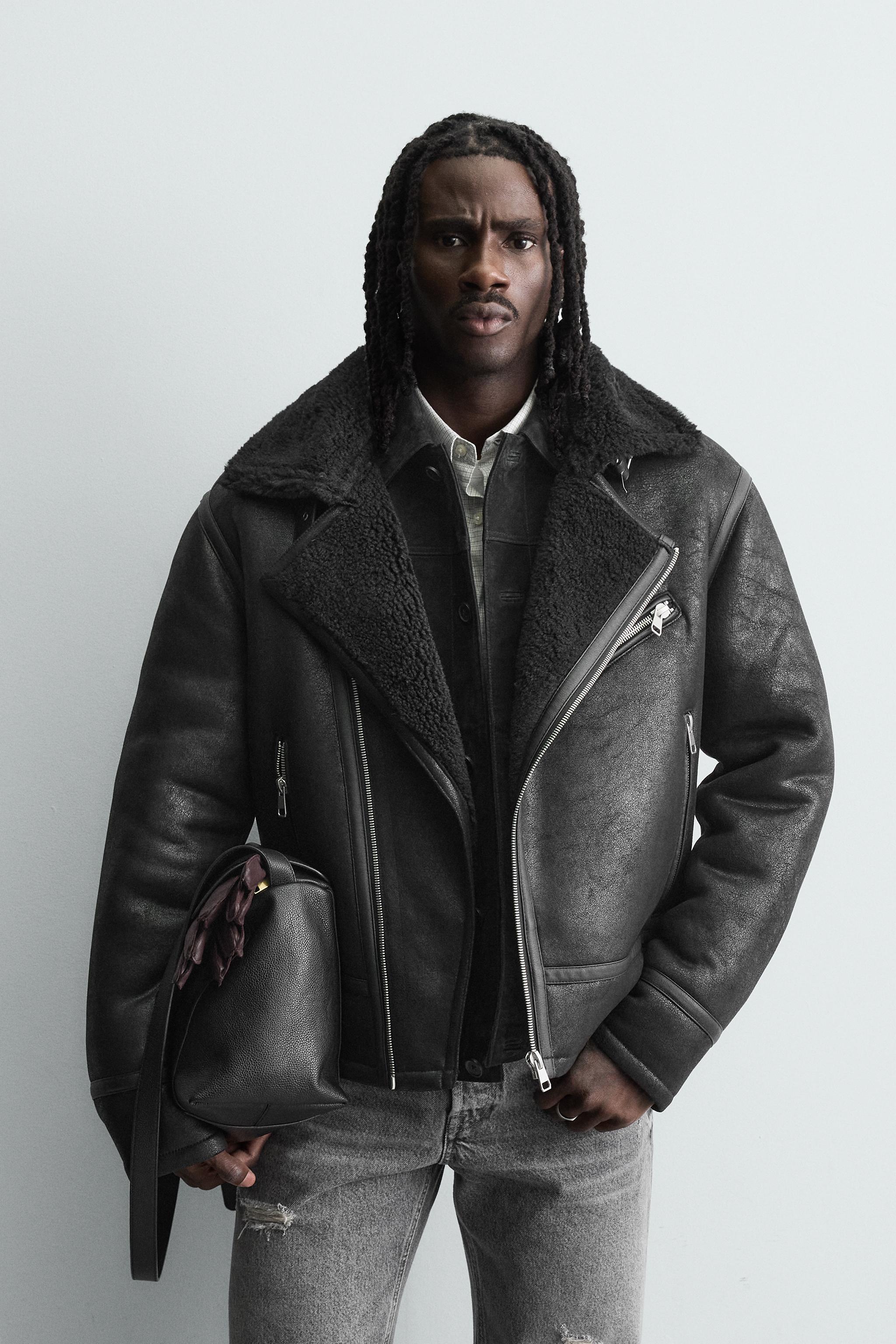 COMBINATION FAUX LEATHER JACKET