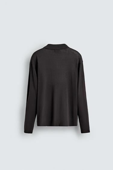POLO EN MAILLE STRUCTURÉE - Gris foncé de Zara - Image 7