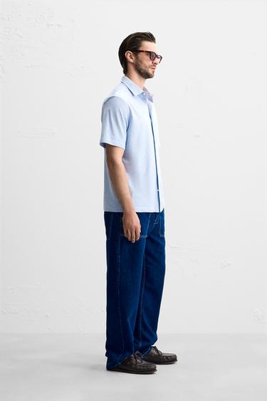 REGULAR FIT SOFT SHIRT - Blue/White by Zara - Image 3