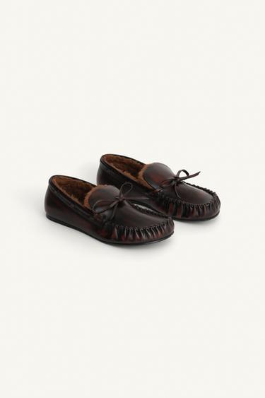 Zara LIMITED EDITION LEATHER LOAFERS - Brown