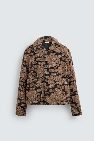 CAZADORA JACQUARD TEXTURA - Beige / Marino de Zara