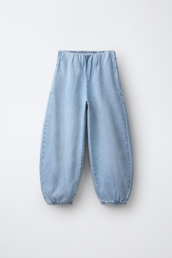 FLUID BALLOON JEANS WITH ELASTICATED HEM - Blue by Zara - Image 0