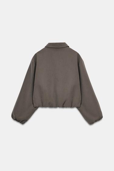 VESTE BALLON ZIPPÉE - Kaki clair de Zara - Image 7