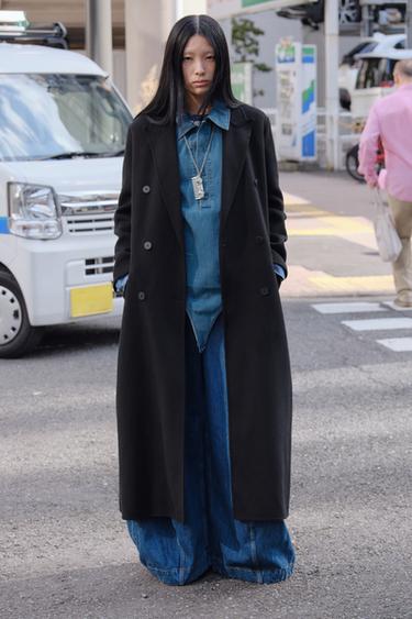 肩パッド付きシャツボディスーツブルーZaraの肩パッド付きシャツボディスーツ - ブルー