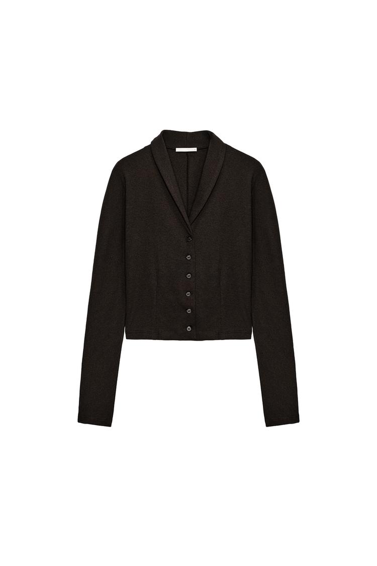 BUTTONED CROPPED CARDIGAN