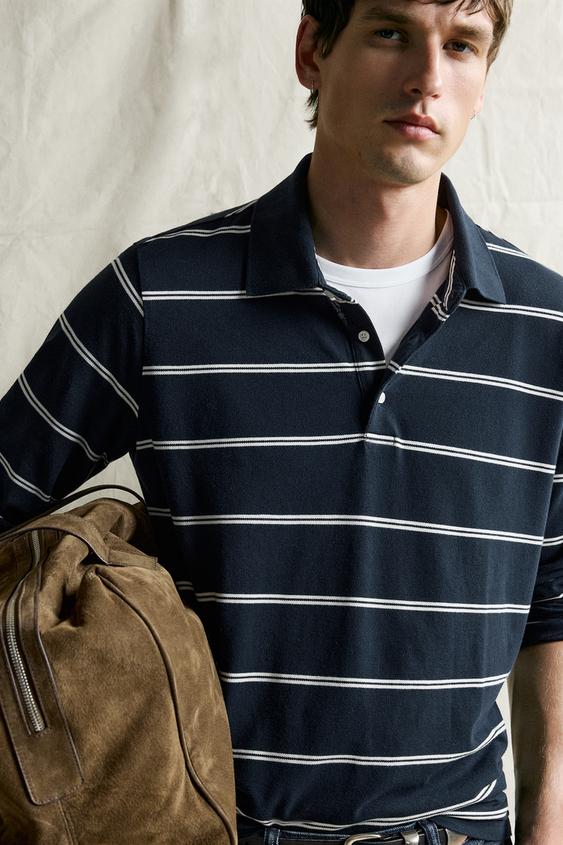 POLO EN PIQUÉ LÉGER REGULAR FIT - Bleu marine foncé de Zara - Image 4
