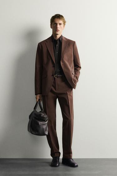 REGULAR FIT SUIT BLAZER - Brown by Zara