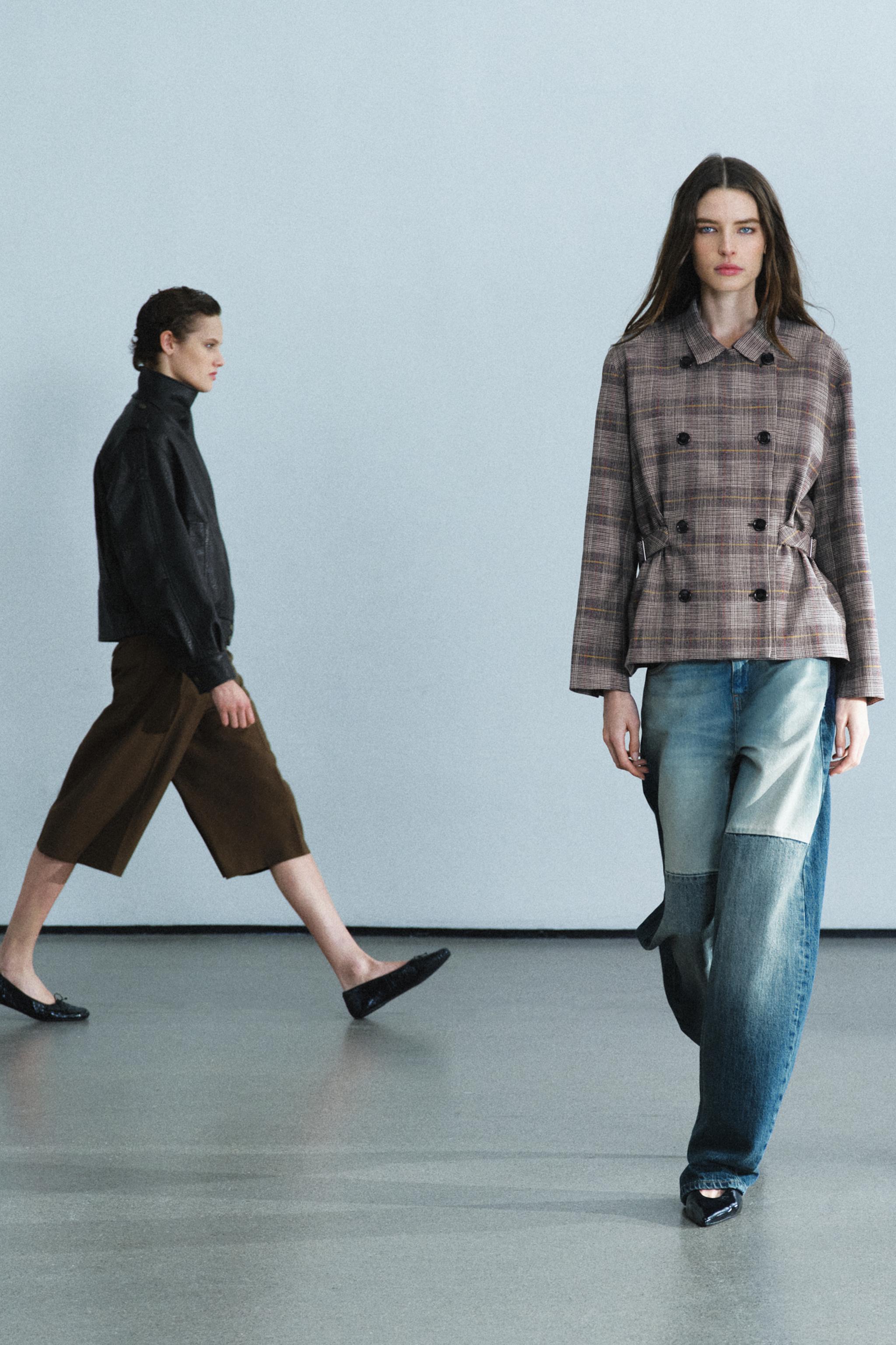 Zara ZW COLLECTION KARELİ AYARLANABİLİR KEMER DETAYLI BLAZER görsel 7