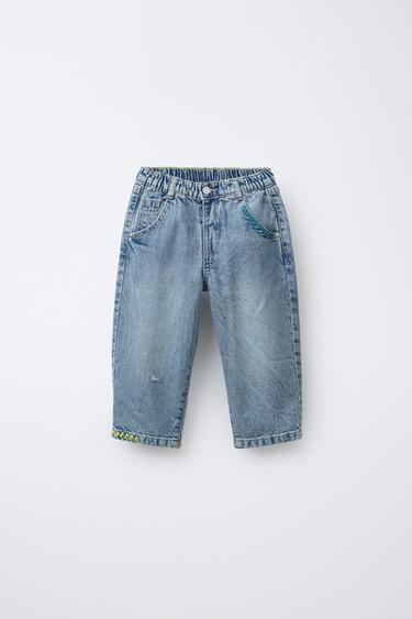 EMBROIDERED BAGGY JEANS - Light blue by Zara - Image 0