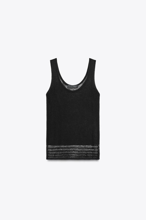 POINTELLE KNIT CROP TOP
