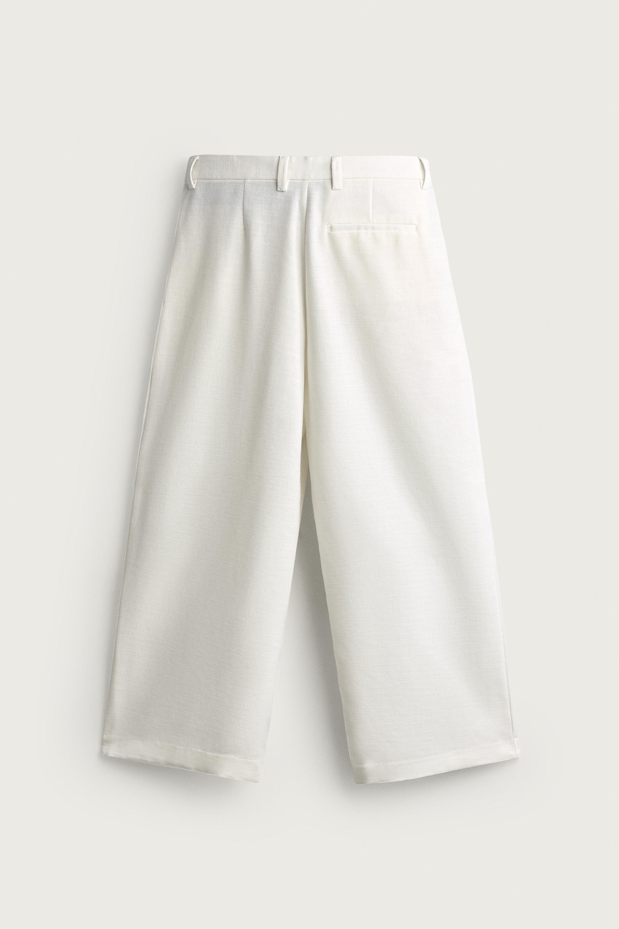 Zara DOKULU PİLİLİ RELAXED FIT PANTOLON görsel 7