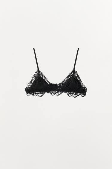 BRALETTE POINTELLE ENCAJE - Negro de Zara