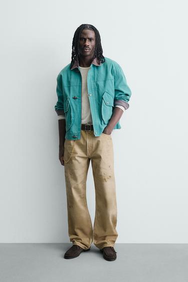 מכנסיים עם הדפס דהוי בגזרת Straight fit - קאמל של Zara