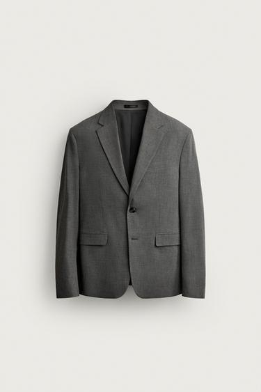 Zara HOUNDSTOOTH SUIT JACKET - Gray